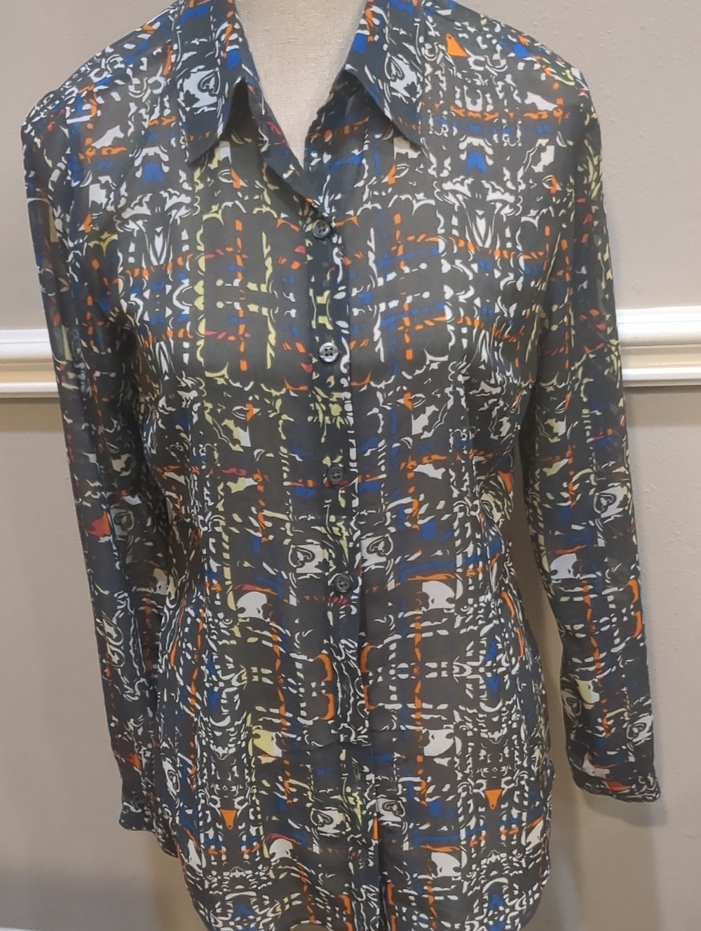 Cabi Printed Button-Front Womens Shirt Jacket - Multicolor